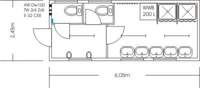 Sanit&auml;rcontainer f&uuml;r Herren Typ SC 25